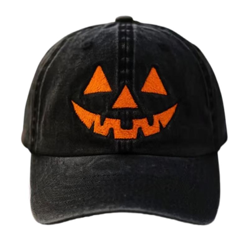 

Halloween Baseball Cap Adjustable Cotton Hat with Spooky Print for Costume Parties Outdoor Activities чёрный