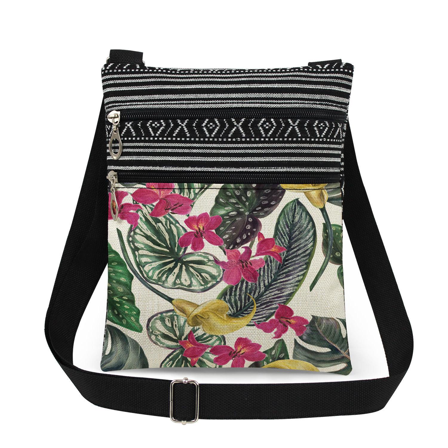 1PC Plant Print Tote Bags Women Shoulder Handbags Postman Package 6918 CLE