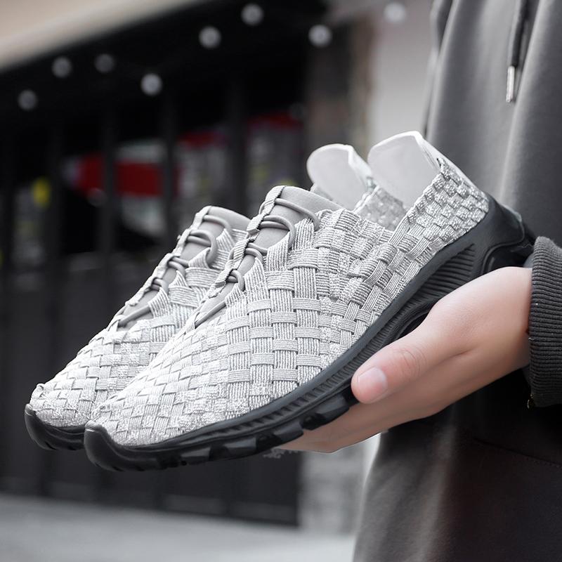 Summer Black Handmade Braid Beach Shoes Women Slip on Plus Size Casual Espadrilles Breathable Sneakers