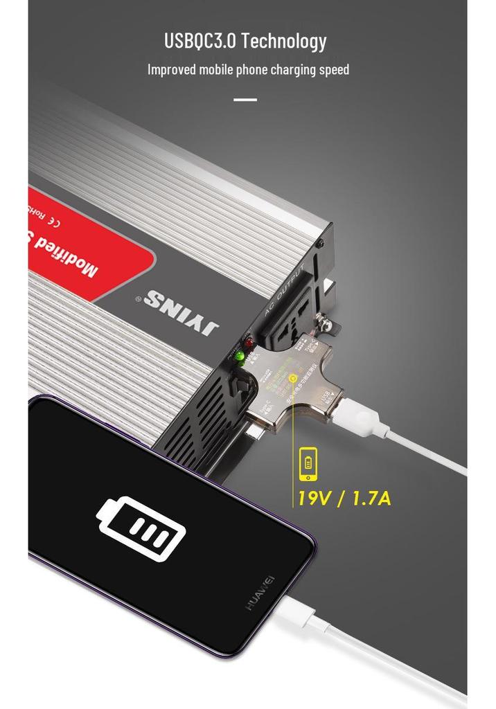 1500W Modified Sine Wave Car/Home Inverter with 12V To 220V Charging Capability