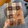New Imitation Cashmere Scarf Women's Plaid Versatile Love Decoration Thickened Fringed Scarf Warm Shawl