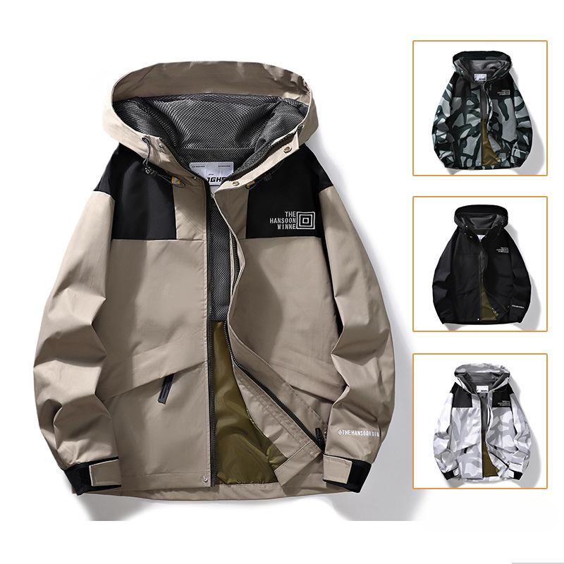 Coat New Outdoor Hooded Men's Casual Trendy Spring and Autumn Workwear Hooded Fashion Jacket Loose Clothes