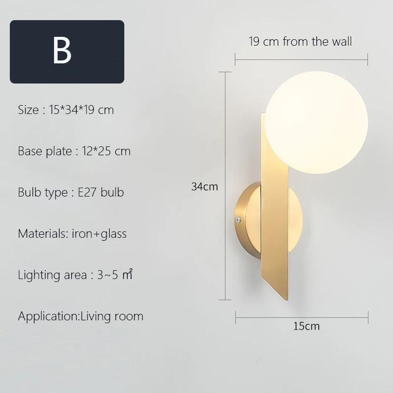 Glass Modern Wall Lamp Fixtures Creative Bedroom Bedside LED Wall Decor Sconce Light Lighting for Bedroom Living Room Home Decor