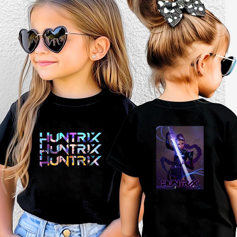 

KPOP HuntRX Demon Slayers Korean Print Short Sleeve Kids T-Shirt (Medium/Large) 100cm