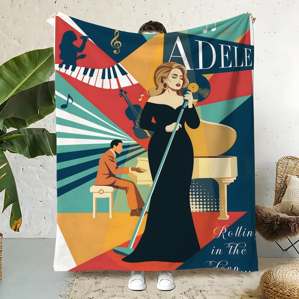 Music A-Adele Throw  Flannel Throw Blanket,Bed Home Office Nap Blanket Travel,Camping,Picnic Blanket Soft Decor 75cmx90cm