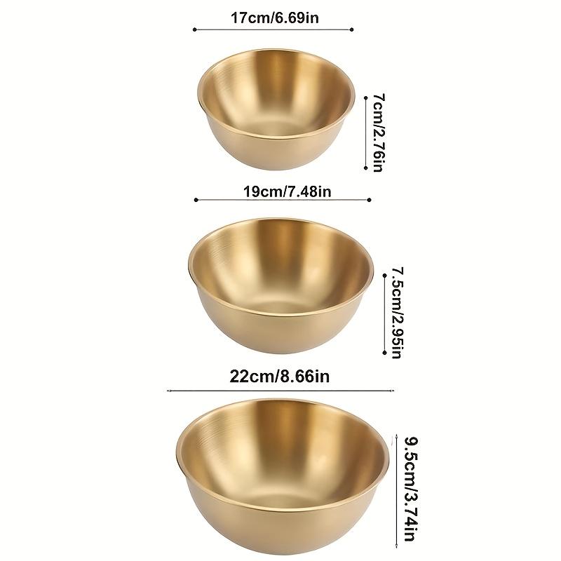 3pcs Stainless Steel Salad Basin, Golden Bowl Cooking Basin Mixing Bowl Baking Special Basin Kitchen and Noodle Basin Salad Bowl