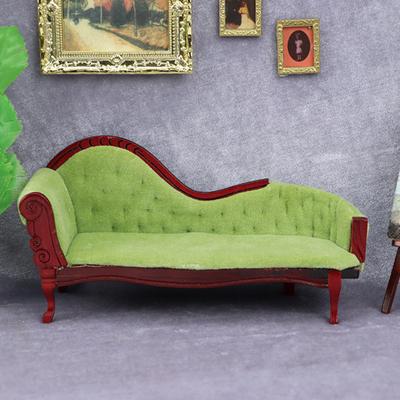 1/12 Dollhouse Miniature Furniture Toffee Couch Chair Sofa Realistic Compact Fine Workmanship Dollhouse Sofa Model