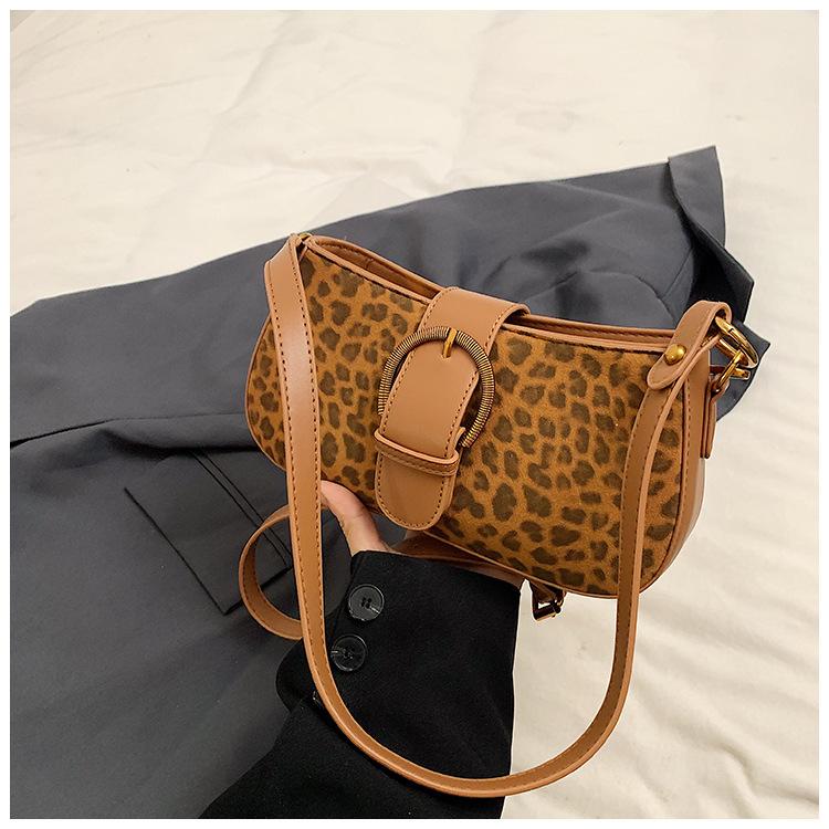 High-value Niche Matte Bag Female Leopard Print Autumn New Shoulder Underarm Bag Crossbody Small Square Bag