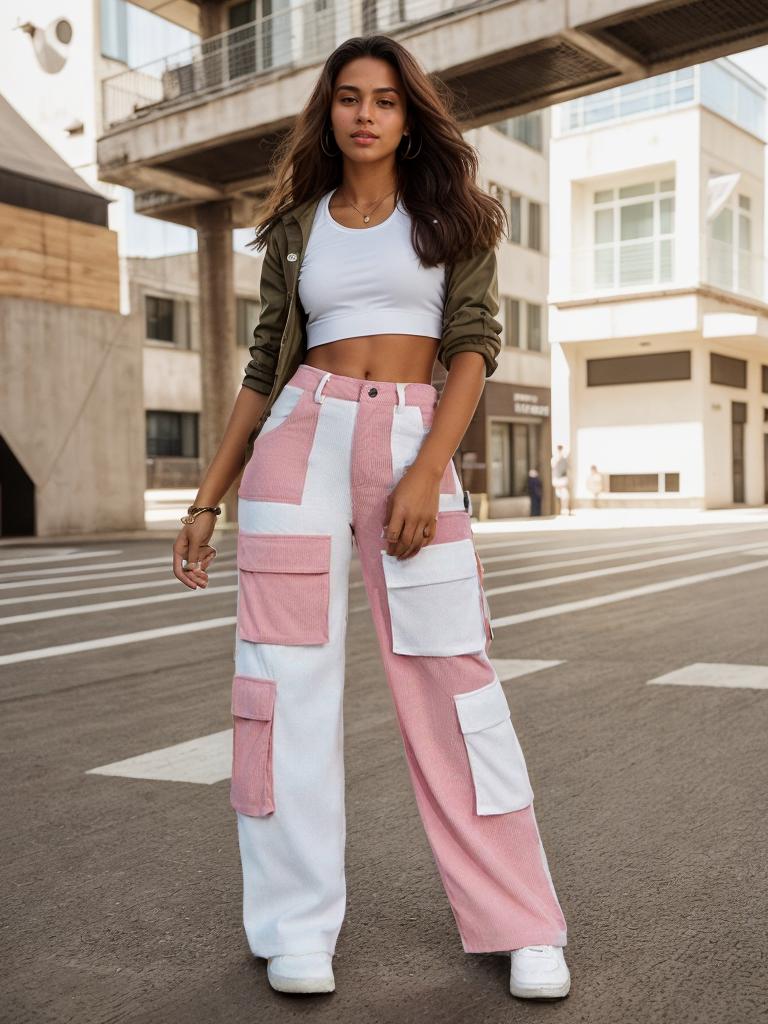 Rose Beauty A Fashionable And Personalized Street Style Patchwork Women's Pants