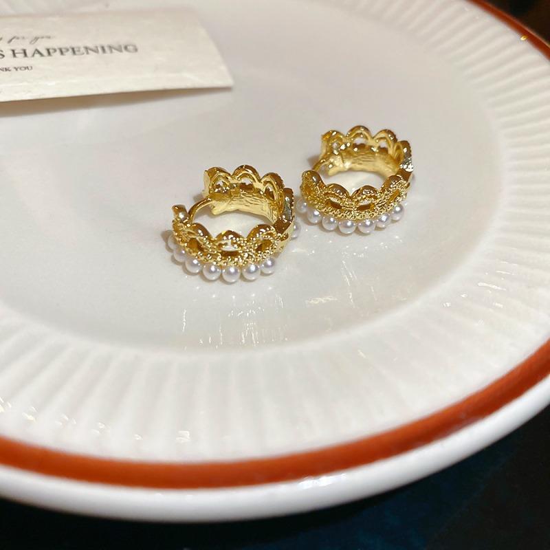 French Silver Needle Diamond Pearl Pendant Earrings Light Luxury Delicate Personality Earrings Design Sense Niche Earrings Women