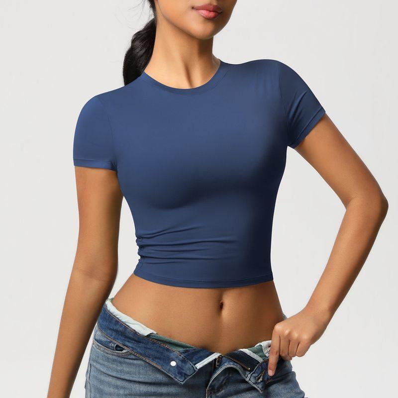 Double-Sided Nylon Tight Quick-Drying Exercise Short Sleeves T-shirt Pilates Tops Running Workout Clothes Yoga Clothes Short Sleeve Women
