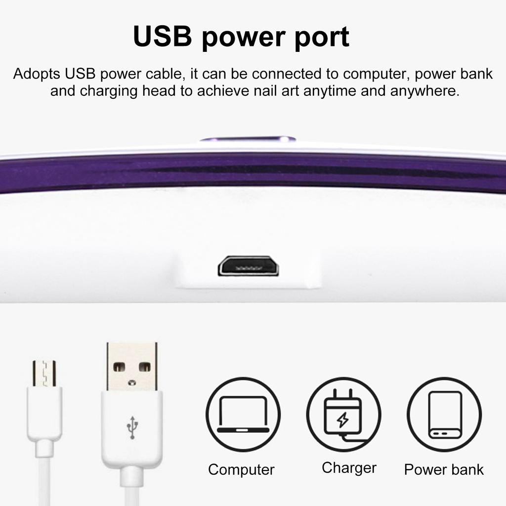 36W Nail Lamp Fast Drying USB Interface Foldable Bracket Portable Manicure Phototherapy Lamp