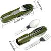 Multifunctional 7 In 1 Outdoor Tableware Stainless Steel Foldable Fork Spoon Knife Set for Camping Hiking Picnic Travel Durable