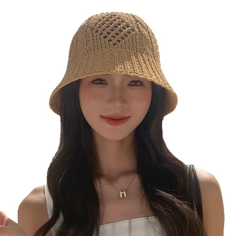 Hollow Knit Thin Straw Hat for Women, Summer Travel UV Protection Sun Hat, Face Slimming, Stylish and Versatile Sun Hat