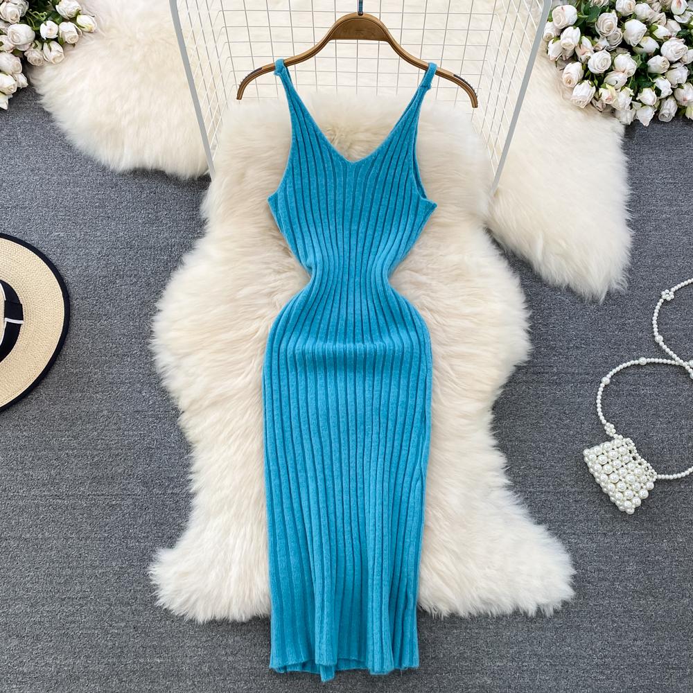 Lazy Style Dlouhý rukáv Kulatý výstřih Volný úpletový top + Dvoudílná souprava vesty s výstřihem do V