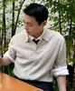 MINDBRIDGE [Set][On][Select Collar Or Round Neck] Linen-Like Cable Oversized Short Sleeve Knit - 6 Colors (Type A)