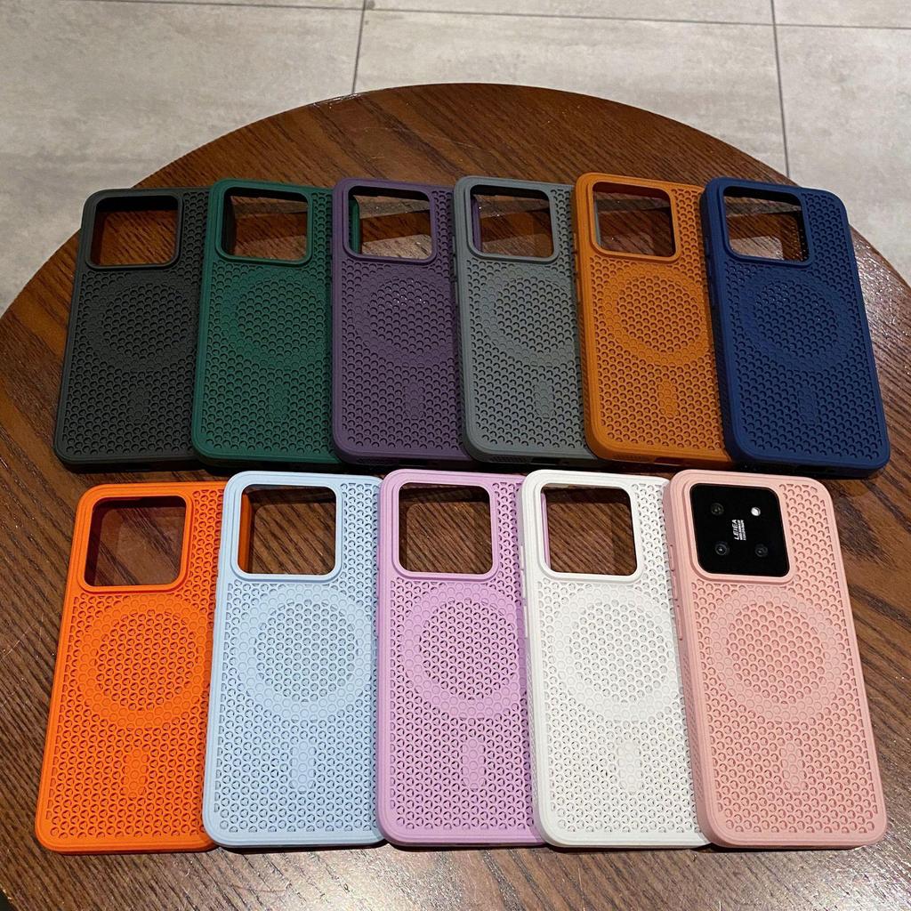 Matný magnetický kryt na telefon Xiaomi 15 Pro pro Redmi K80, design s voštinovou mřížkou, prodyšný odvod tepla, PC materiál.