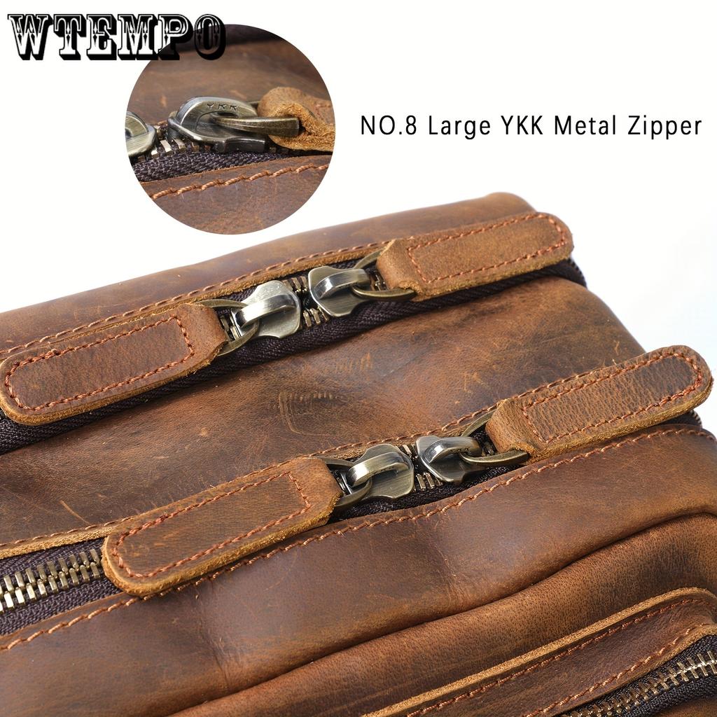 Vintage-Style Genuine Leather Backpack - Large Capacity, Adjustable Straps for Travel & Laptop Storage, Deep Brown