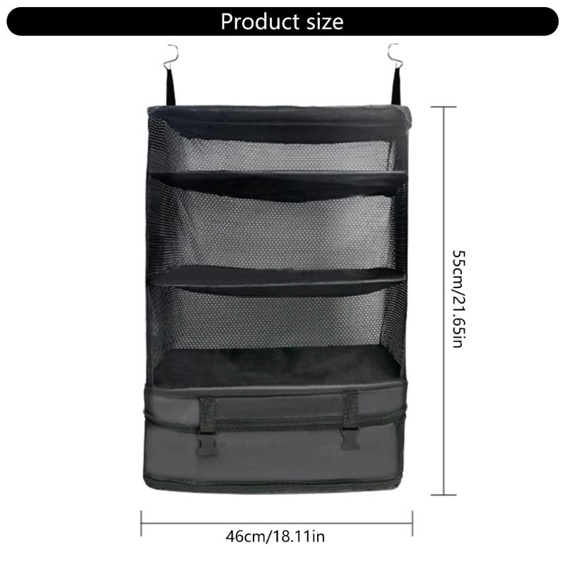 Space Saving Travel Organizers Container Storage Bin for Car Trunk and Home Use with Waterproof Polyester & Mesh Pockets