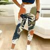 Women Plus Size White Cartoon Construction Vehicle Printed Drawstring Waist Jogger Pants Side Pockets Cuffed Ankle
