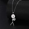  Funny Basketball Doodle Pendant Necklace for Men Women Hip Hop Stainless Steel Cute Stickman Necklaces Sport Jewelry