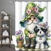 Tenda Doccia Floreale Tulipano Nano Cane Carino, Tenda Doccia Decorativa per Bagno, Tenda Doccia Impermeabile con Ganci