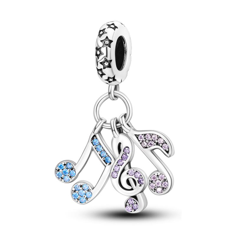 Piano Harp Violin Mike Headset Notescopper Music Series Charms Beads Fit Pan Original Bracelets Diy Fine Jewelry Gifts