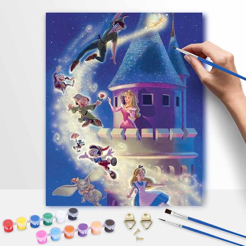 Disney DIY Oil Painting Art Painting Kit Fantasy Characters Home Wall Decor Handmade Gift for Adults Living Room Bedroom Wall Art Decor