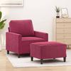 VidaXL Armchair with Footrest Bordeaux Red 60 Cm Velvet, Sofa, Armchair, TV Armchair, Single Sofa, Seat, Sofa 3201049