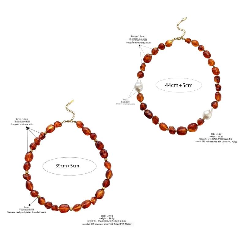 Stylish Red Resin Irregular Bead Necklace With Adjustable Length For Personalized Fit And Artistic Design In Sturdy Alloy Construction.