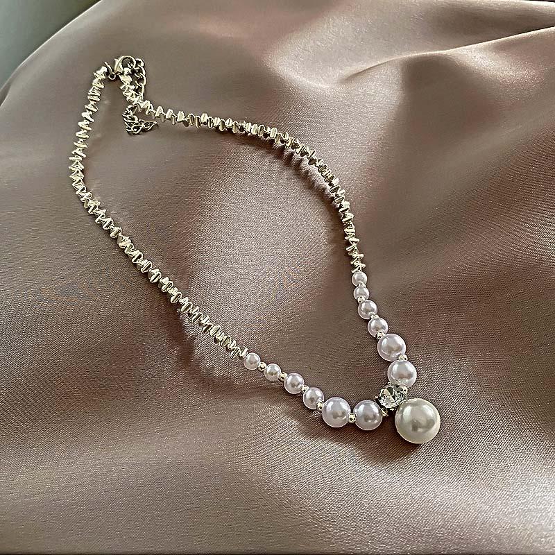 

New Fashion Pearl Droplet Necklace for Women Minimalist Design String Bead Collarbone Chain Wedding Zircon Gifts медный