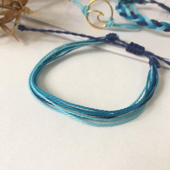 3Pcs Women Summer Beach Sea Wave Strand Bracelet Adjustable Bangle Jewelry Gift