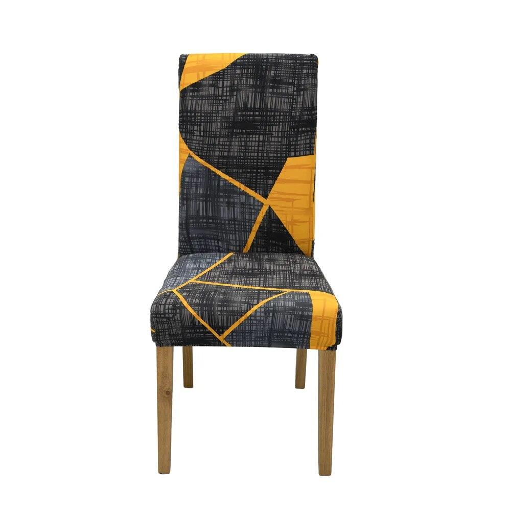 Elastischer Stuhlbezug für Esszimmer, Spandex, Universalgröße, Sitzbezug für Küchenstühle, geometrischer Stil, Möbelschutz, neu