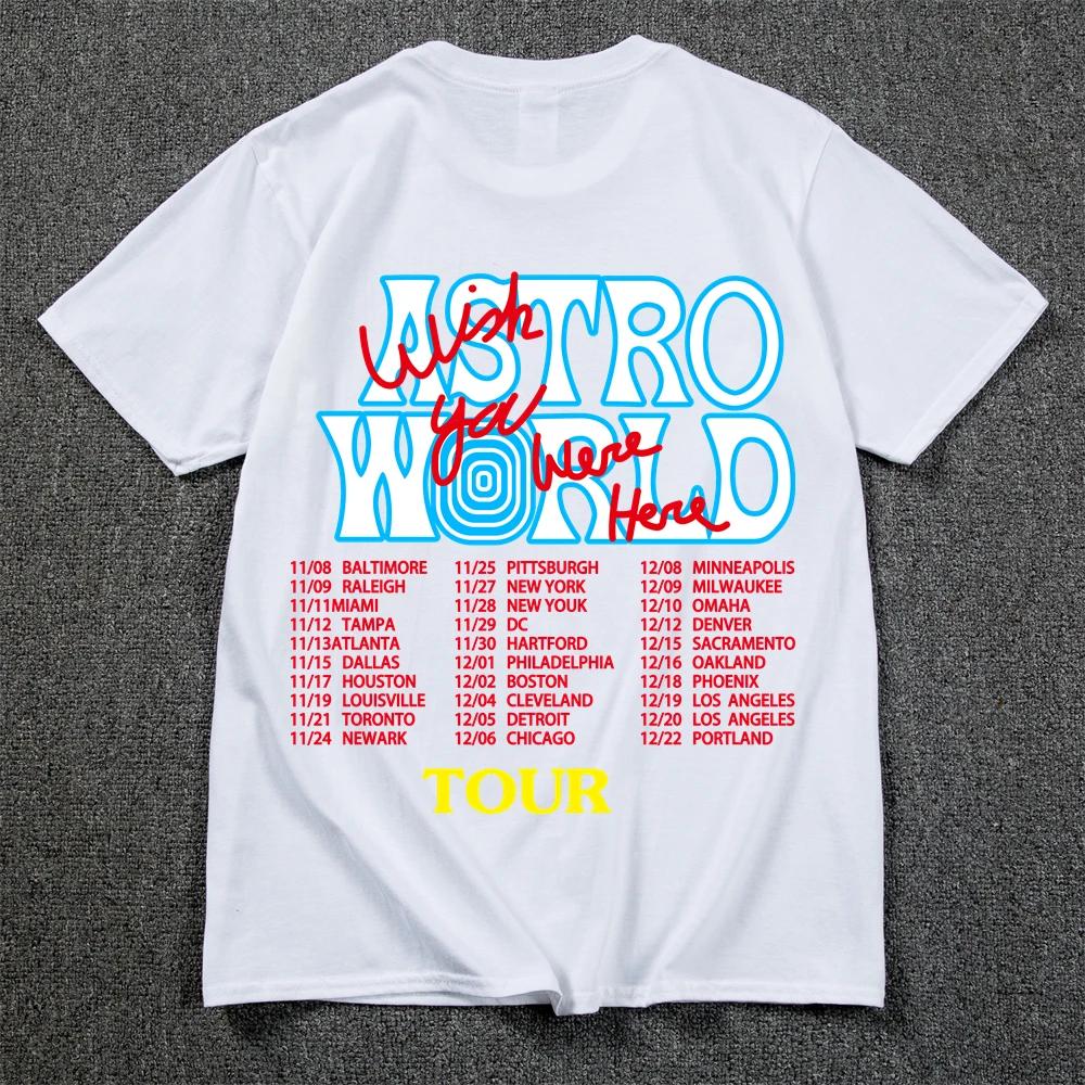 New Summer Hip Hop T Shirt Unisex Women Cactus Jack Harajuku T-Shirts WISH YOU WERE HERE Letter Print Tee Tops