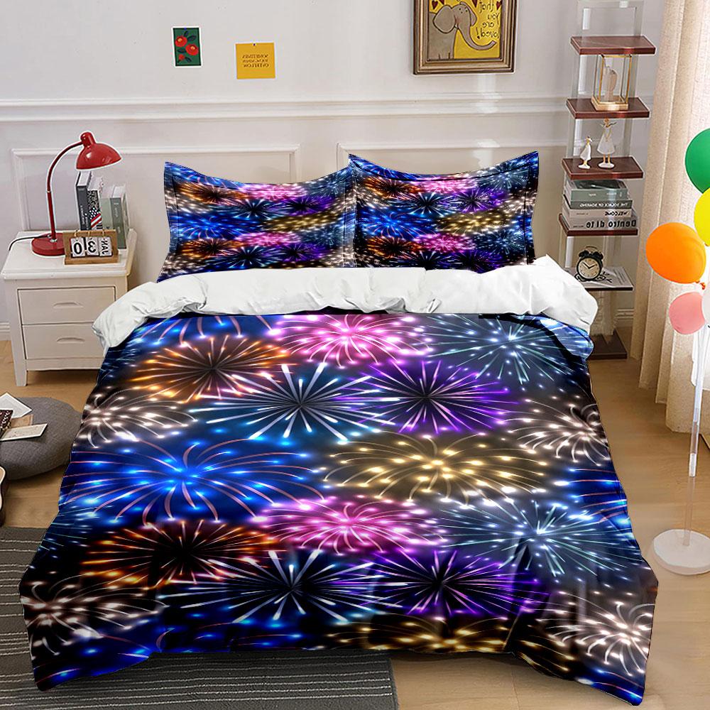 Colorful fireworks pattern. Bedding sets Duvet cover sets Duvet covers Pillowcases(1*Duvet Cover 2*Pillowcases without duvet insert)