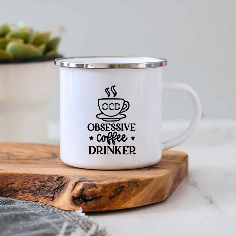 Life Begins After Coffee Print Mugs Creative Enamel Mug Home Office Coffee Tea Cups Camping Bonfire Beer Drink Cocoa Mug Gifts