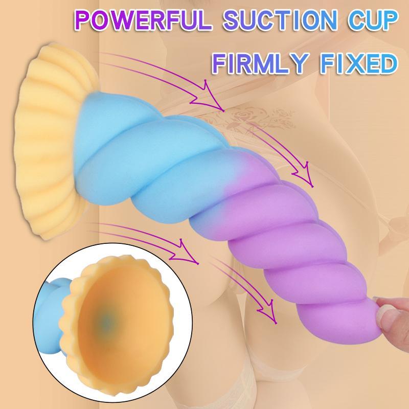 Bunter weicher Dildo mit starken Saugnäpfen, weicher realistischer Anfängergebrauch, Analplug, weibliches Sexspielzeug