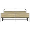Metal Bed Frame without Mattress Sonoma Oak Finish 183 x 213 cm