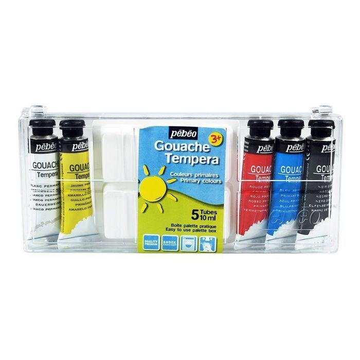 Boite Gouache 5 Tubes 10 Ml Couleurs Primaires + 1 Palette