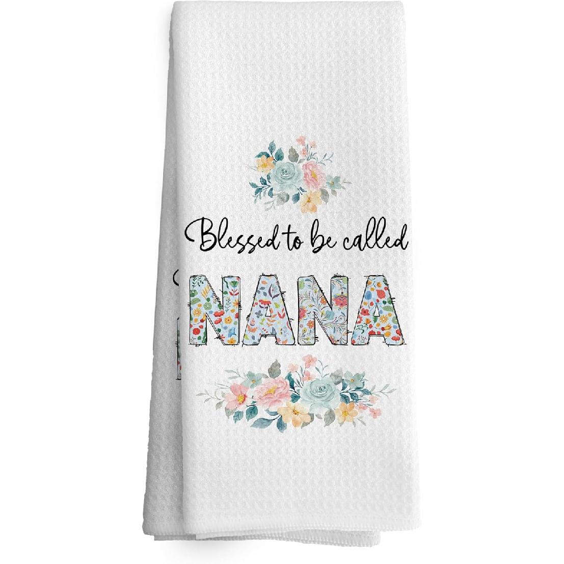 Nana Gifts Kitchen Towels, Nana Gifts from Grandkids Dish Towel Dishcloth 16x24 Inches, Grandma Gifts for Mothers Day Decorative Absorbent Hand Tea