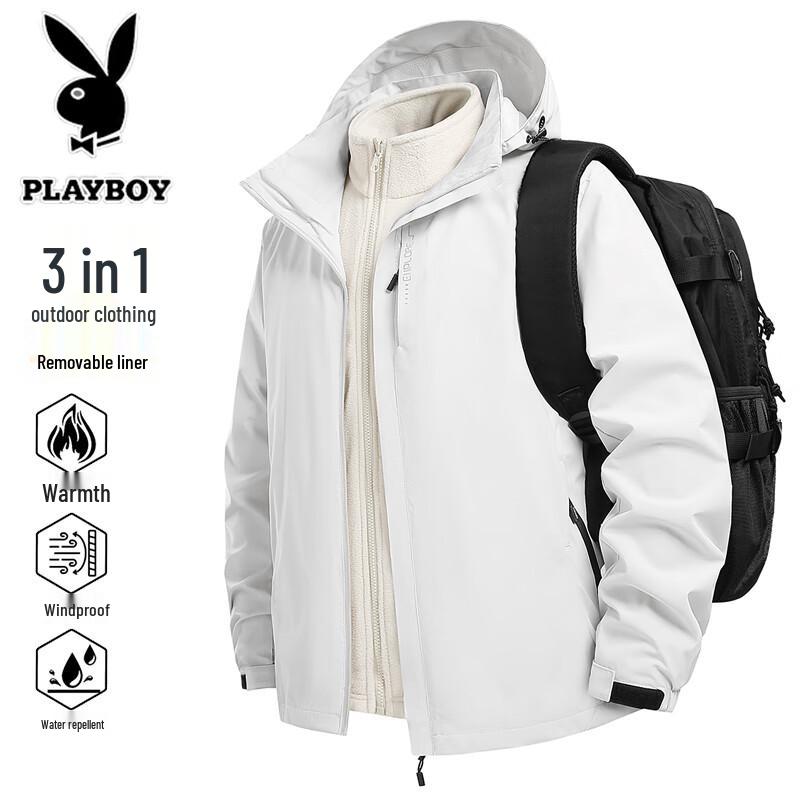 PLAYBOY Men's 3-in-1 Outdoor Windproof Warm Jacket