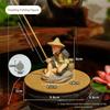 High Quality PVC Old Man Fishing Ornament Floating foam Fish Tank Decoration DIY lotus leaf Jiang Tai Gong Fishing Car Ornament