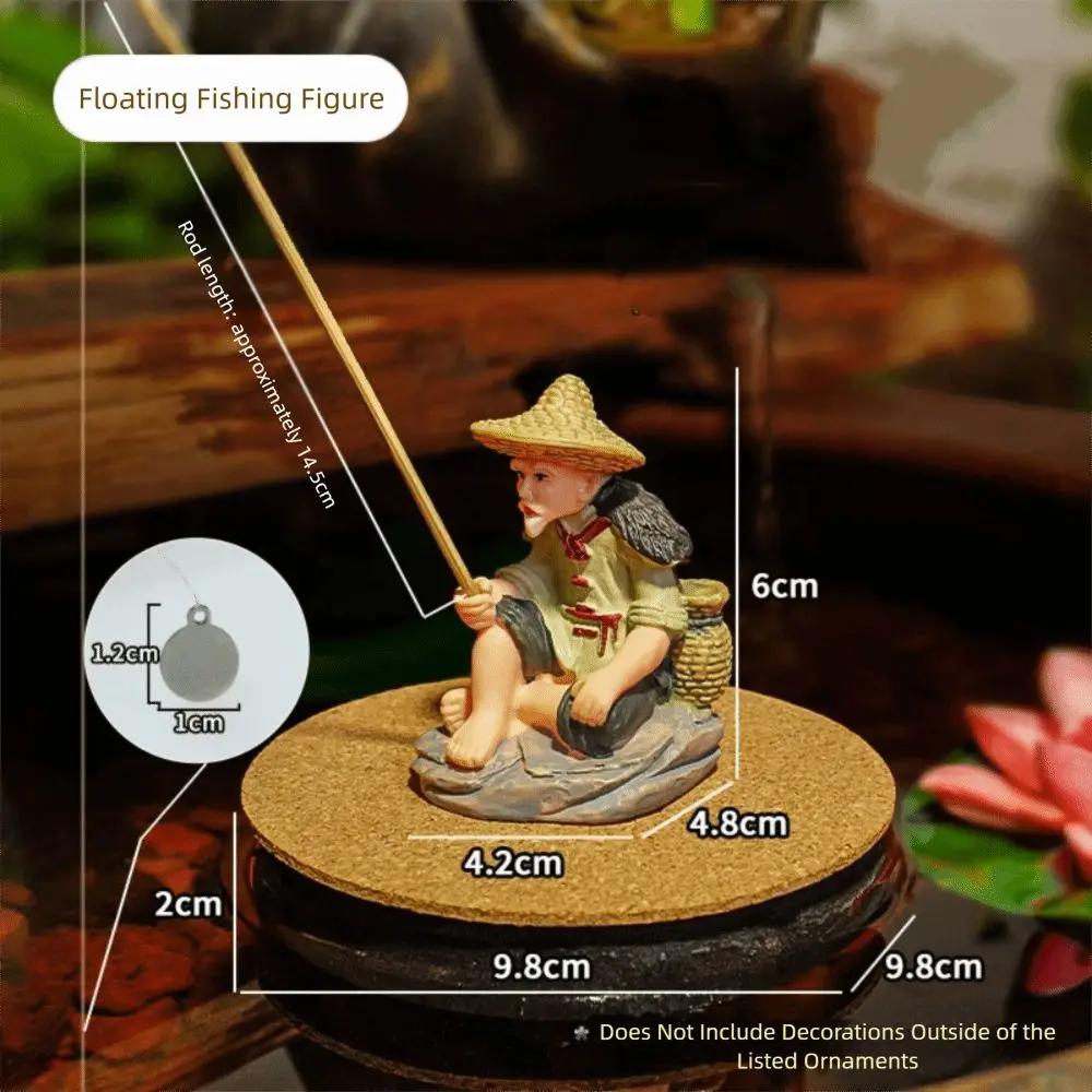 High Quality PVC Old Man Fishing Ornament Floating foam Fish Tank Decoration DIY lotus leaf Jiang Tai Gong Fishing Car Ornament