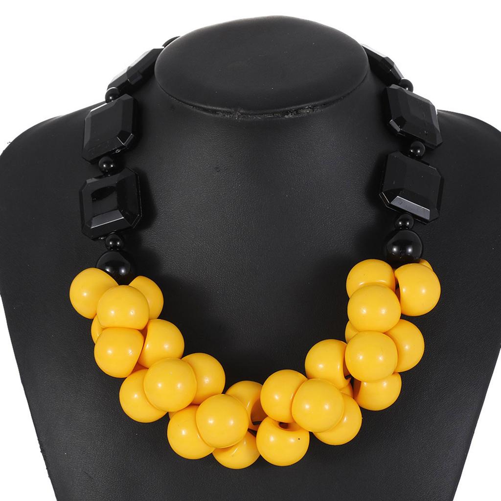 Bohemian Beaded Necklace Retro Multilayer Ethnic Jewelry Portable Resin Festival Accessory for Women