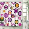 Round Color Pattern Shower Curtain - Modern Colorful Ring Design, Artistic Bathroom Decor, Polyester Fabric,  Includes 12 Hooks