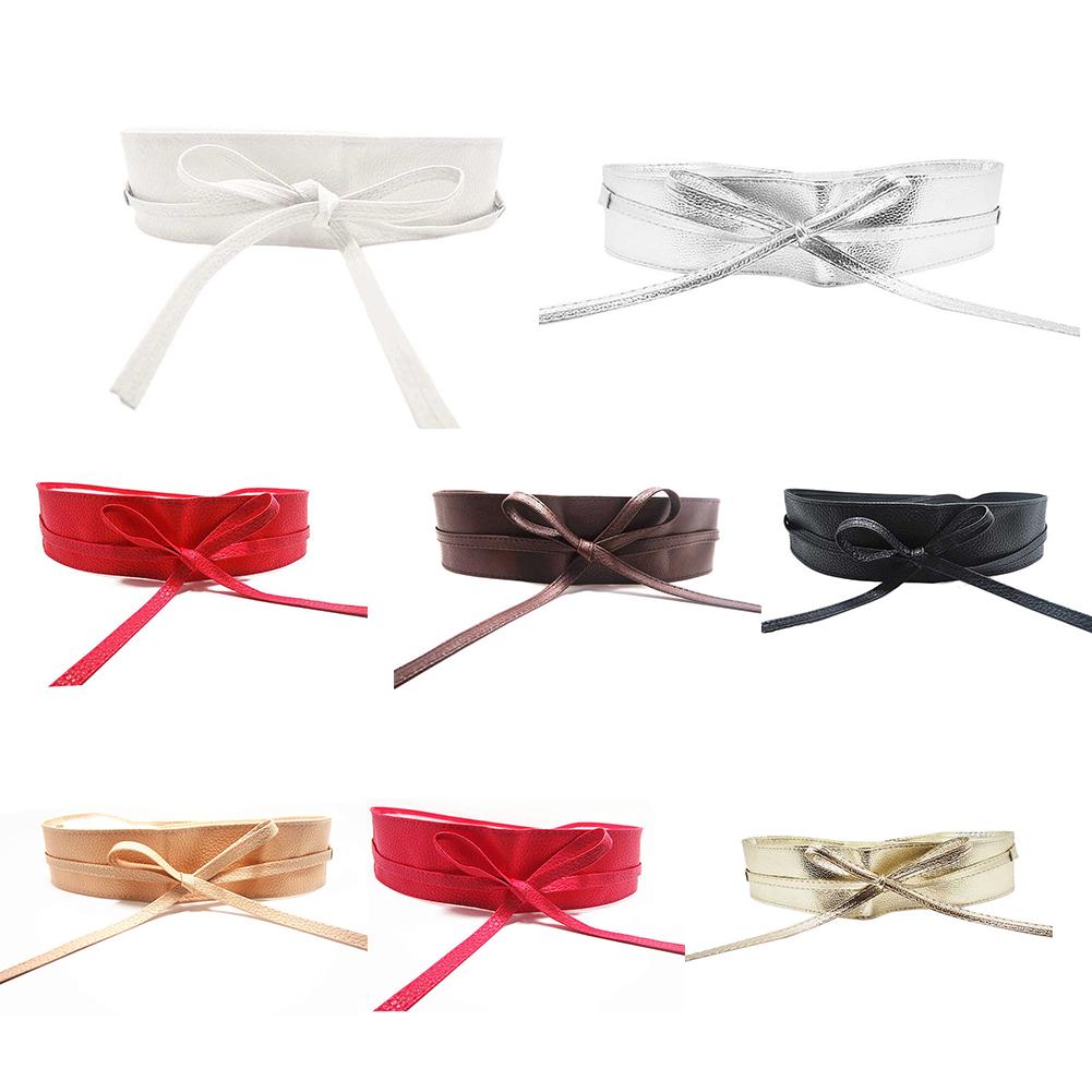 Fashion Women Faux Leather Wrap Around Tie Corset Cinch Waist Wide Dress Belt
