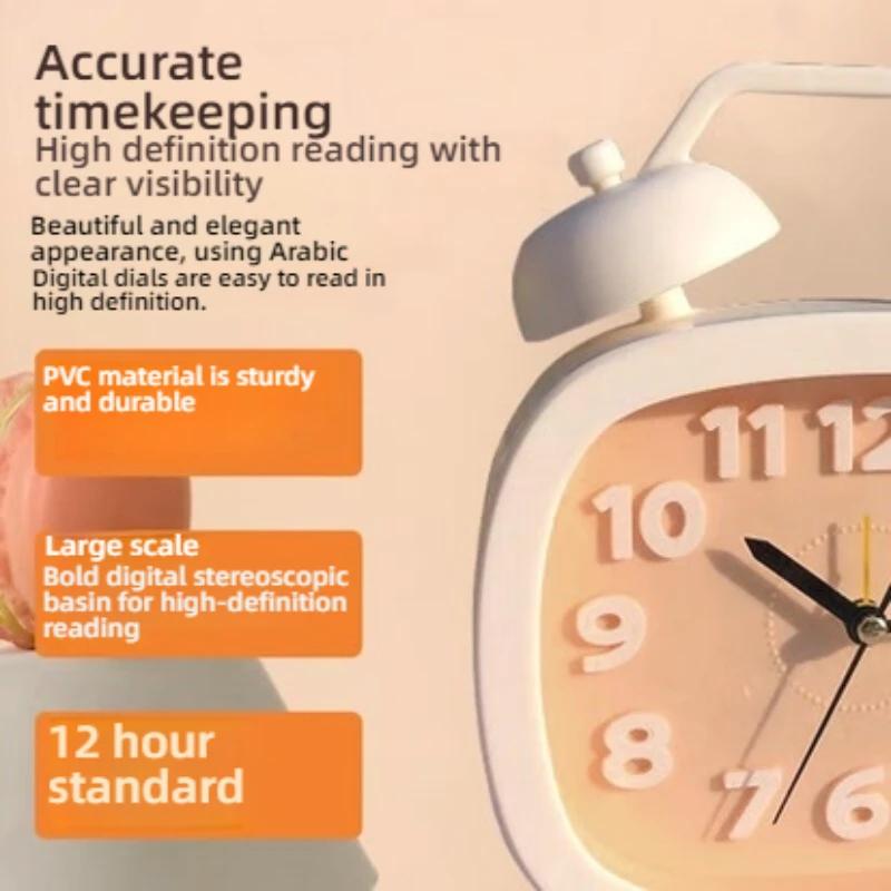 Ultra-quiet Lovely Table Desk Alarm Clock for Kids Children Boys Girls,Red/Yellow/White/Green/Pink