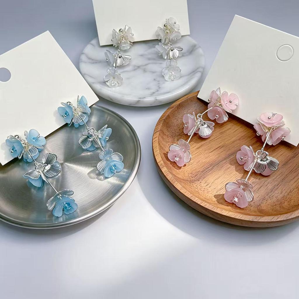 Korean Dongdaemun Flower Tassel Earrings: Trendy and Sweet Fashion Accessories for Women
