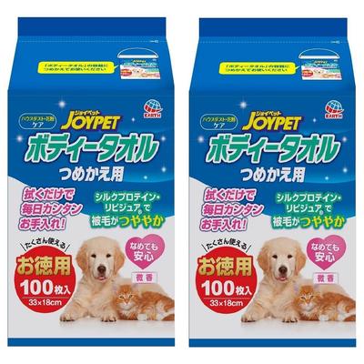 JOYPET Pet Body Towel Refill 100 Sheets 2 Packs Dog Cat Low Irritation Weakly Acidic Pollen Care Thick Safe Lick Sheet