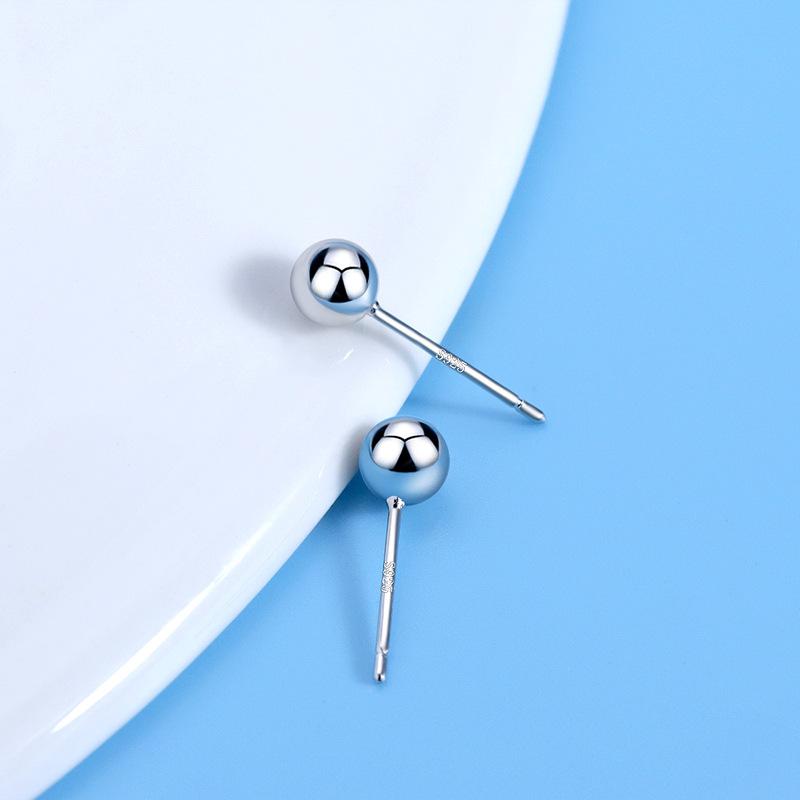 Student Women's Simple Handmade Glossy Round Bead Earrings